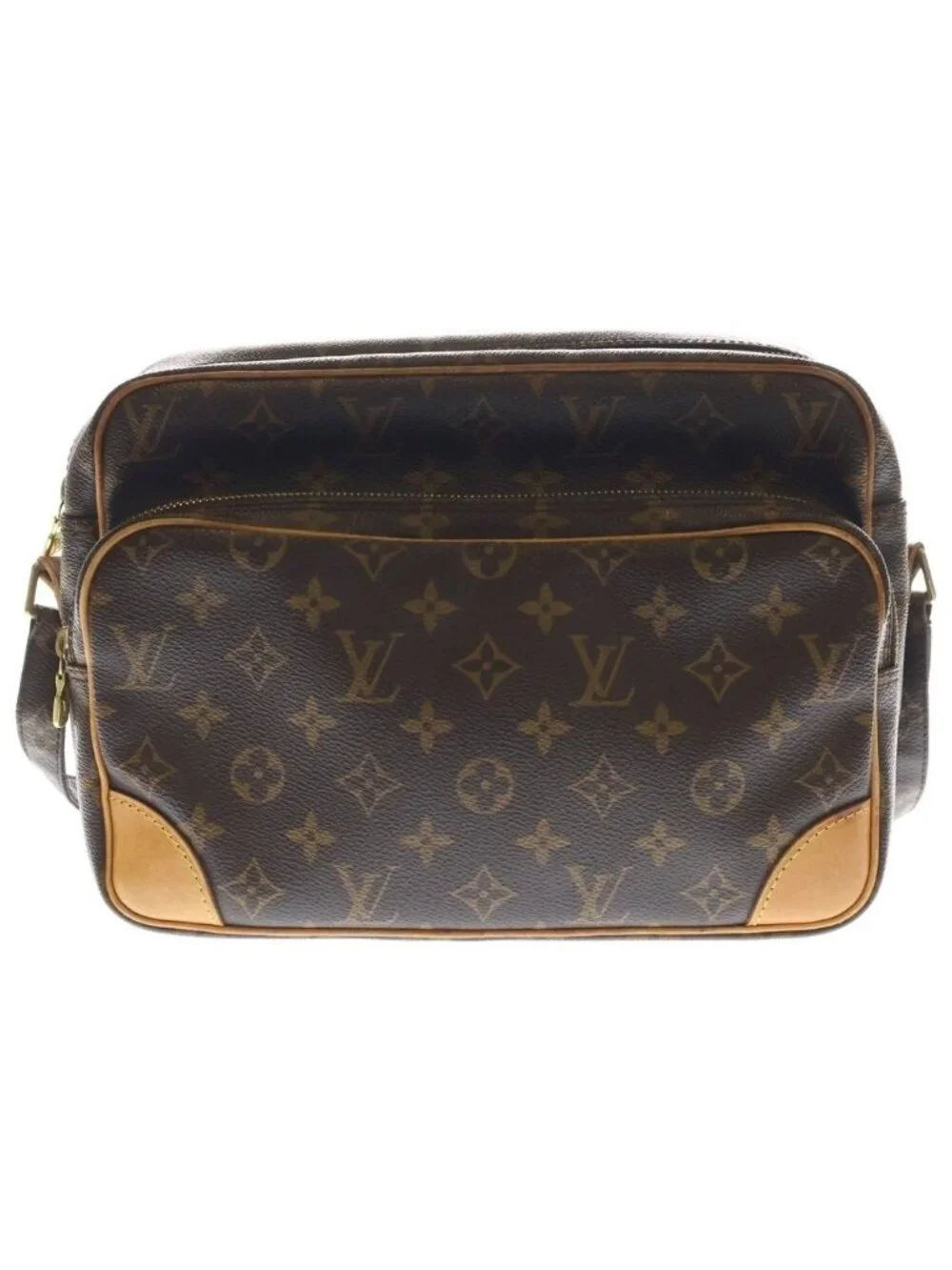 Louis Vuitton Monogram Nile Shoulder Bag Brown Leather Gold